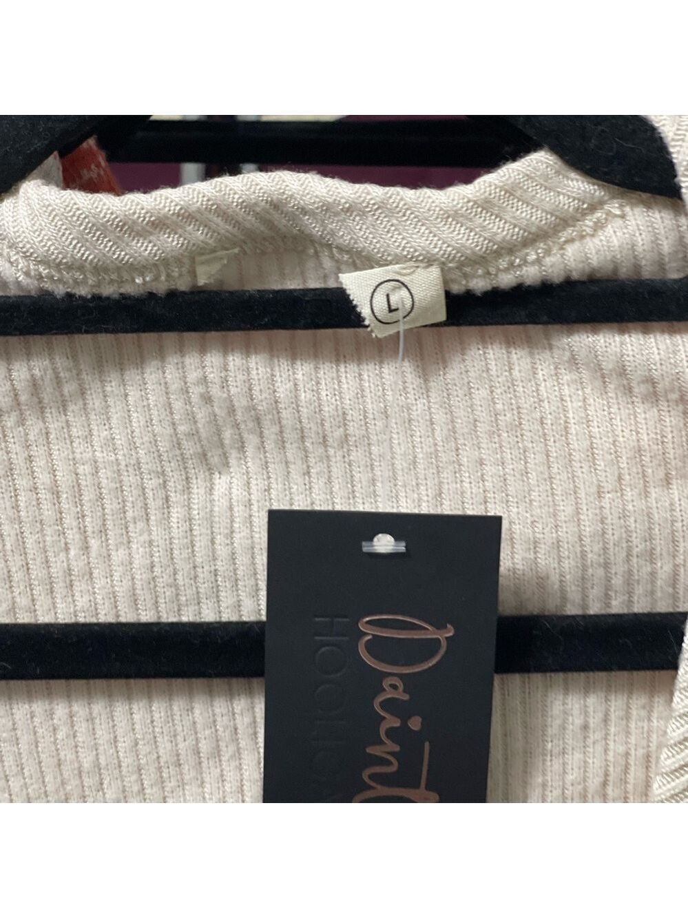 Dainty Hooligan Ribbed Cream Wrap Front Pullover - Picture 5 of 7